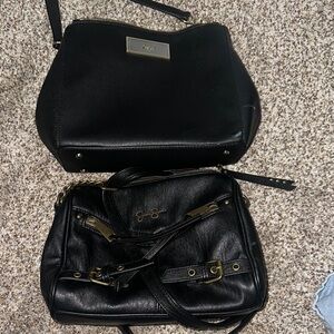 2 Classic Black Leather Shoulder Bags